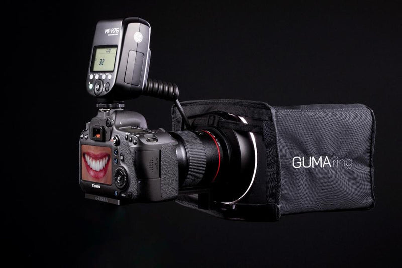 KIT GUMA  1 - GUMA RING + FLASH CIRCULAR GODOX MF-R76 P/CANON E NIKON + AULA DE MONTAGEM -- BAT. RECARREGÁVEL EMBUTIDA.