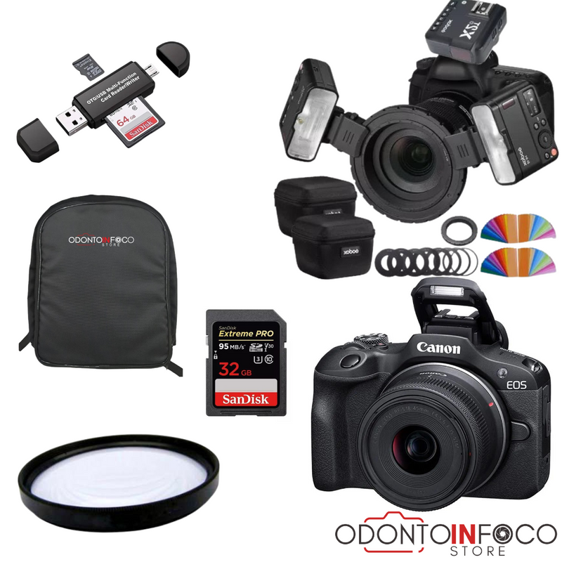 KIT 6 - CAMERA R100 + FILTRO MACRO + FLASH MF-12 GODOX ORIGINAL